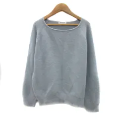 ナチュラルビューティーベーシック NATURAL BEAUTY BASIC ニット セーター 長袖 ラウンドネック 無地 透かし編み アンゴラ混 M 水色 ライトブルー /YS28 ■MO