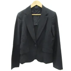 コムサデモード COMME CA DU MODE テーラードジャケット ミドル丈 シングルボタン 9 ブラック 黒 /YM48 ■MO