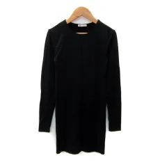 ザラ ZARA タイトワンピース ミニ丈 長袖 ラウンドネック 無地 S 黒 ブラック /SY34
