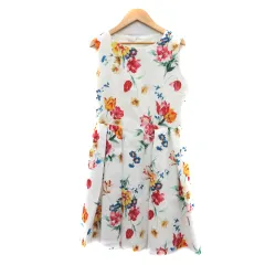 マーキュリーデュオ MERCURYDUO ノースリーブワンピース ミモレ丈 花柄 S マルチカラー 白 ホワイト /YK33