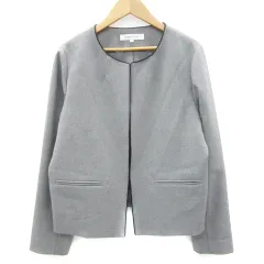 ナチュラルビューティーベーシック NATURAL BEAUTY BASIC ノーカラージャケット ミドル丈 L ブラック 黒 /YM28