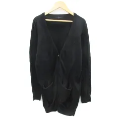 シップス SHIPS カーディガン ロング丈 Vネック S ブラック 黒 /YM32