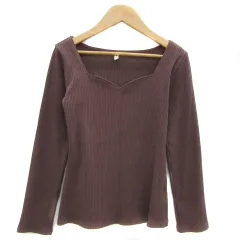 ロイヤルパーティー ROYAL PARTY リブニット カットソー 長袖 無地 F 茶 ブラウン /YS36