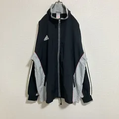 【ロゴ刺繍】90s adidas アディダス　ナイロンジャケット　黒　L