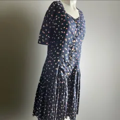ヨーロッパ ヴィンテージ ワンピース 90s ドレス ビンテージ 花柄 フラワー Vintage ユーロ レーヨン ドット 希少 レア Europe