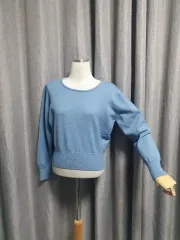 ブルー Uネック 高級級ニット