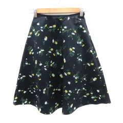 クミキョク 組曲 KUMIKYOKU フレアスカート ミモレ丈 花柄 1 マルチカラー 紺 ネイビー /YK3