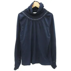 アクシーズファム axes femme カットソー 長袖 タートルネック ビーズ ビジュー M ネイビー 紺 /YM16