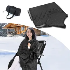 ブランケット 140 X 200 センチ 超大判 帽子付き 柔らかい アウトドアや室内両用 膝掛け 超撥水 防風 防災 丸洗い 旅行用ブランケット 年中利用 コンパクト 持ち運び便利 キャンプ バックパッキング お花見 機内と旅行に最適 収納バッグ付き