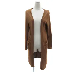 ピンクアドベ pink adobe ニットカーディガン ロング丈 前開き L ライトブラウン /YS4