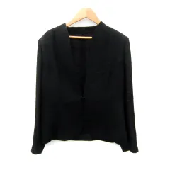 ソワール ペルル SOIR PERLE ブラックフォーマル ノーカラージャケット ミドル丈 無地 15 黒 ブラック /SY38