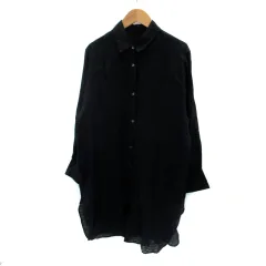 ロートレアモン LAUTREAMONT ラエフ la.f... シャツワンピース ひざ丈 長袖 チェック柄 シアー シルク混 2S M 黒 ブラック /SM28