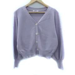 ナチュラルビューティーベーシック NATURAL BEAUTY BASIC ニットカーディガン ミドル丈 Vネック M ライトパープル /SM3