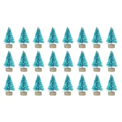【迅速発送】LIOOBOミニクリスマスツリー ミニチュア 24個セット 卓上置物 飾り 4cm クリスマスオーナメント 耐久性素材使用 デスクトップ リビング 装飾 DIY 手作りキット クリスマスパーティー 対応場所多数 ブルーグリーン 0