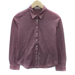 ラコステ LACOSTE シャツ ブラウス 長袖 ロゴ刺繍 36 S ボルドー /SM14