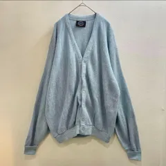 -USA製 ヴィンテージ カーディガン 70s アメリカ ビンテージ ニット 青