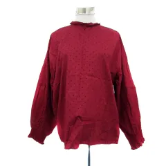 サマンサモスモス SM2 ブラウス カットソー 長袖 ラウンドネック ドット柄 オーバーサイズ F 赤 レッド /YS24