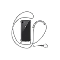 OJBSEN iPhone SE 3/2 用ケース アイフォン SE 第3/2世代 iPhone7/8 [ストラップ2種付き] 調節可能な ショルダー 肩がけ 首掛け 紐付き 薄型 透明 PC + 軽量 シリコン クリア TPUバンパー [耐衝撃 全面保護 ス