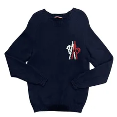 ［美品］MONCLER ネイビーホワイト　S ロゴニット総柄　セーター　国内品 美品］MONCLER ネイビーホワイト S ロゴニット総柄 セーター 国内品