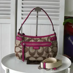 コーチ シグネチャー キャンバス ハンドバッグ ワンショルダーバッグ ベージュ / ピンク F24063