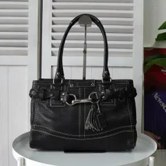 【NEW YEAR SALE 20%オフ 1/4(Sun)までの限定セール】コーチ ハンプトンズ キャリーオール レザー ハンドバッグ ブラック F13084