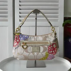 コーチ ポピー デイジー 花柄 シグネチャー キャンバス ハンドバッグ ベージュ