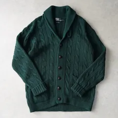 ポロ バイ ラルフローレン ショールカラー ニットジャケット カーディガン ケーブル編み グリーン