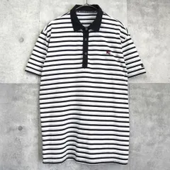 バーバリー ブラック レーベル ボーダー柄 ホースロゴ 刺繍 半袖ポロシャツ マルチカラー