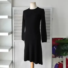 ラコステ ロゴパッチニットワンピース ブラック レディース
