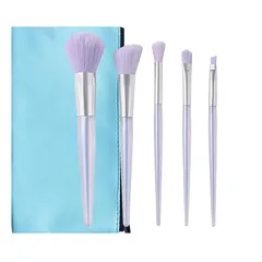 GRTUFOBA メイクブラシ 5本セット 人気メイクブラシ 化粧ブラシセット 高級繊維毛 超柔らかい 化粧ブラシ 粉持ち力強い オーロラ透明なブラシバー メイク道具 日常の化粧 化粧ポーチ付き 0