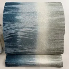 【美品】 名古屋帯 秀品 幾何学 青灰色 正絹 【中古】