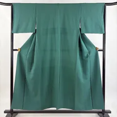 付下げ 身丈154cm 裄丈64cm M 袷 花車 草花 刺繍 緑 正絹 秀品 【中古】