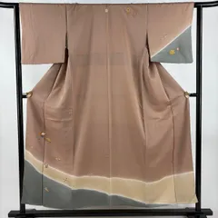 付下げ 身丈153.5cm 裄丈62cm S 袷 宝尽くし 地紋 金彩 ぼかし ピンクベージュ 正絹 秀品 一つ紋 【中古】