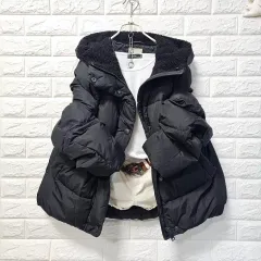 ブラック フード ダウン アウター