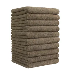 新品 Etech フェイスタオル ホテル仕様 通気 高速吸水 マイクロファイバー 10枚セット 肌に優しい ふわふわ 柔らか肌触り 耐久性 無地 (ブラウン)