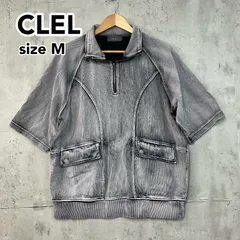 CLEL クレイル ウォッシュ加工 ハーフジップ 半袖 スウェット トレーナー M 古着 ストリート ユニセックス ビッグシルエット ドロップショルダー ★ ■◇のサムネイル