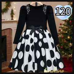 120 長袖　ワンピース　ドット　フォーマル　女の子　発表会　結婚式