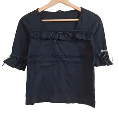 PINK HOUSE(ピンクハウス) 半袖カットソー サイズM レディース - 黒 フリル/リボン