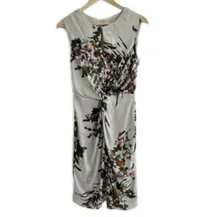 ローラアシュレイ ワンピース サイズUSA6 M レディース美品  - ライトグレー×ダークグリーン×マルチ ノースリーブ/ひざ丈/花柄