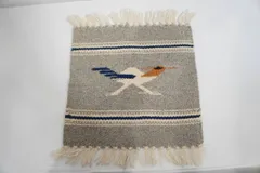 正規 ORTEGA'S オルテガ サドル ミニ ブランケット チマヨ ネイティブ ロードランナー 柄 オオミチバシリ フリンジ 手織り 本物 1018P★2