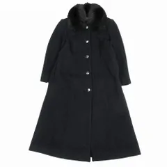 cherir フォックスファー付き ロング コート ジャケット アルパカ混 ウール アウター サイズ11AB2 ブラック 黒 レディース 【中古】