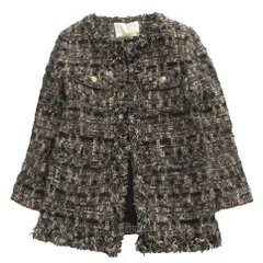 Grace Class グレースクラス グレースコンチネンタル GRACE CONTINENTAL jules TOURNIER ツイード ノーカラーコート S 【中古】