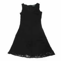  LAUREN RALPH LAUREN ローレン ラルフ ローレン 総レース ドレス ワンピース ノースリーブ ひざ丈 ブラック サイズM 【中古】