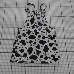 ◇ Θ ワンピース 【バディリー Buddy Lee】110サイズ 牛柄 キッズ オーバーオール サロペット 綿97% ブラック系 E  【1510070001931】