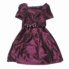 エムズグレイシー MS GRACY スクエアネック ワンピース ひざ丈 半袖 パープル サイズM レディース 【中古】