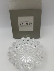 【K-1717】HOYA クリスタルガラス 置き型灰皿 NAN4818 インテリア 昭和レトロ 直径16.5cm