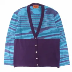 Vintage MISSONI ミッソーニ  総柄 ニット カーディガン ジャケット 羽織り ウール イタリア製 44 L ネイビー レディース 【中古】