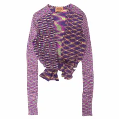 Vintage MISSONI ミッソーニ 総柄 変形 ニット カーディガン 羽織り 長袖 モヘア混 ウール マルチカラー レディース 【中古】