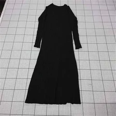 ◇ ⊇ ワンピース 【シップス SHIPS】リブニットワンピース ブラック系 長袖 ロング丈 レディース E  【1510070007865】