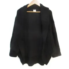 エージーバイアクアガール AG by aquagirl ニットカーディガン ミドル丈 ドルマンスリーブ 前開き ケーブル編み M 黒 ブラック /FF8